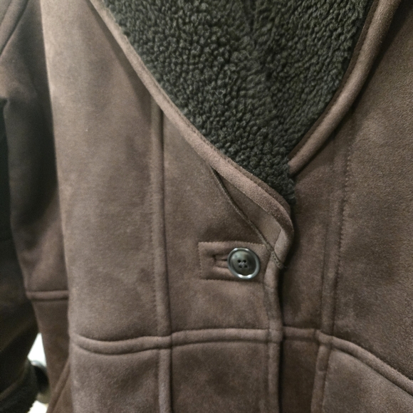 NWT Gap Vegan Suede Shawl Collar Coat Basic Black Brown - Picture 10 of 12